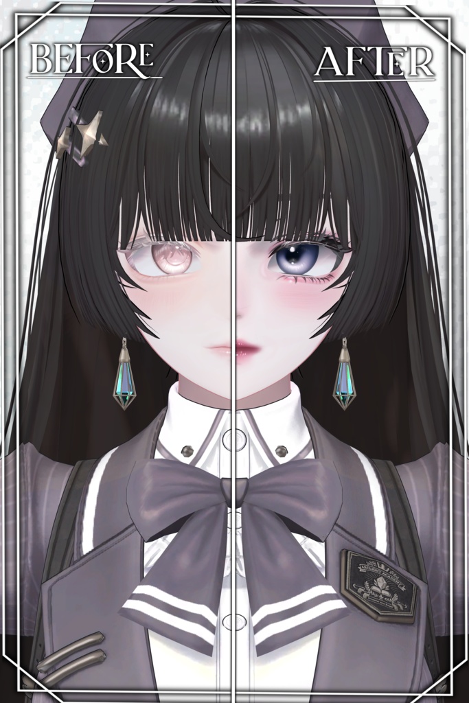 『3アバター対応』海咲のみBlendShape付き Lune Noir MakeUp+Eyetexture+影設定済みマテリアル同梱