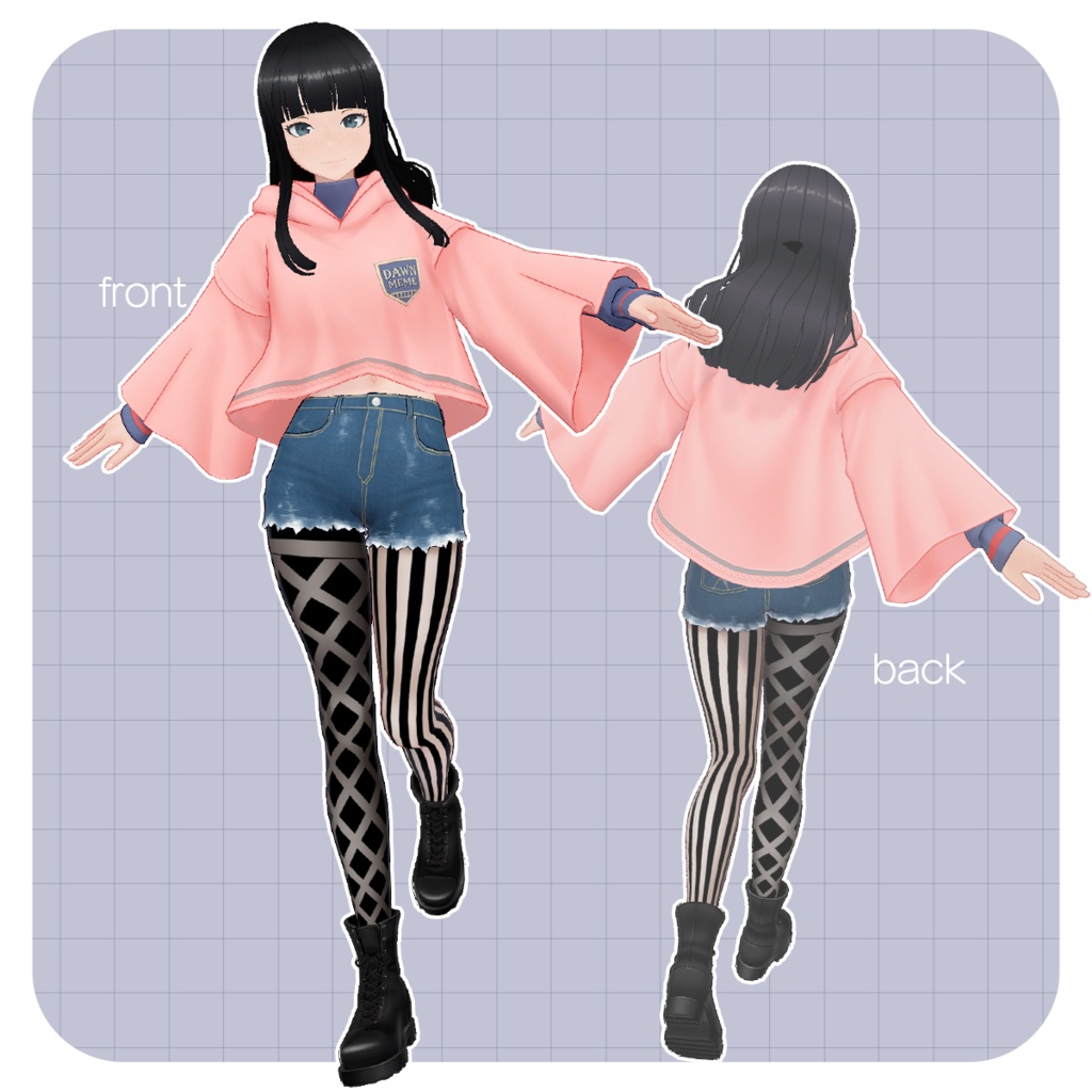 Spring Hoodie:春色パーカーコーデ【VRChat対応オリジナル3Dモデル衣装】PRESUME