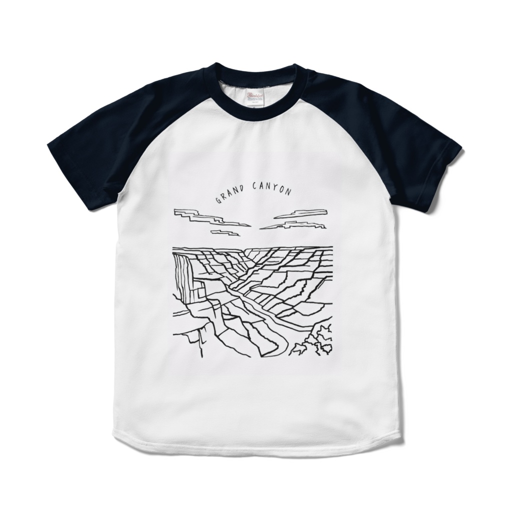 グランドキャニオンラインアート ラグランTシャツ - 精緻なデザイン