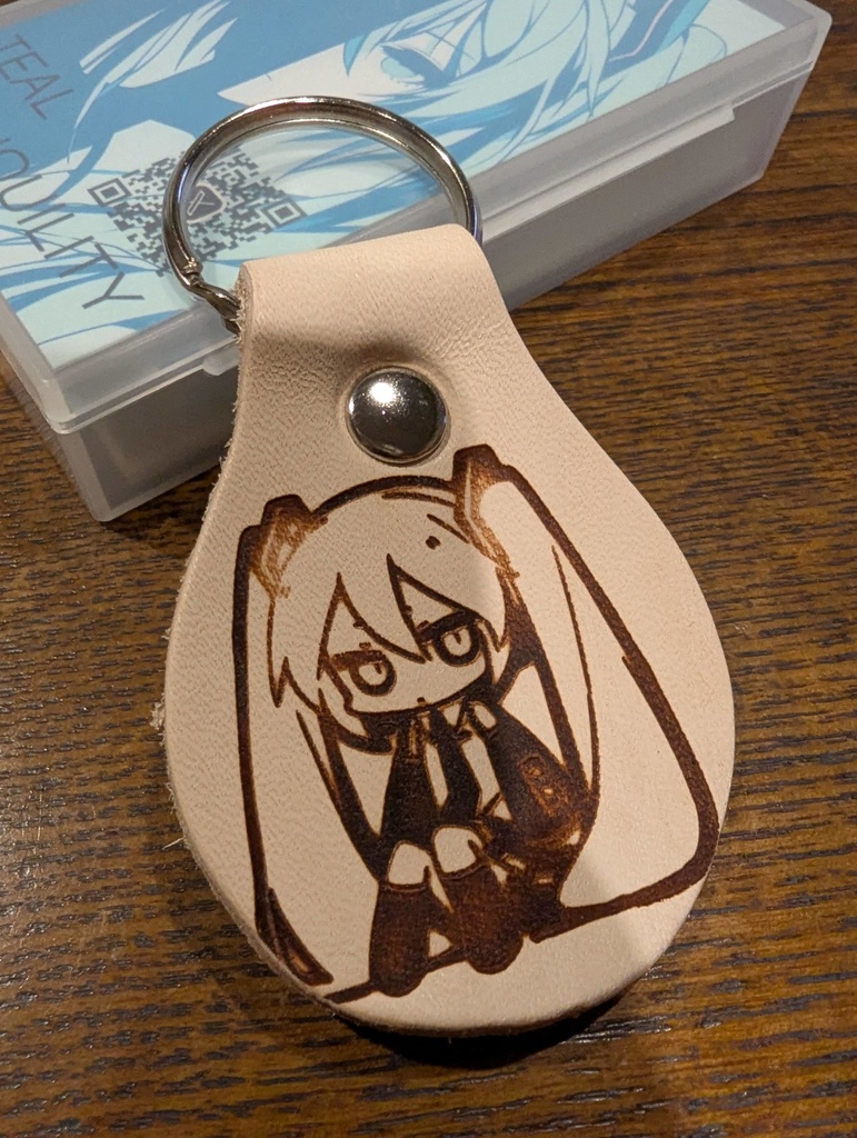 初音ミク ヌメ革・焼印キーホルダー①