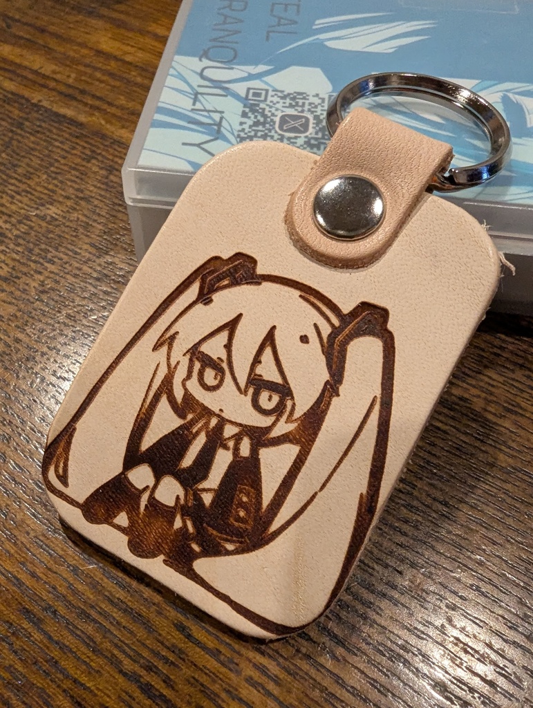 初音ミク ヌメ革・焼印キーホルダー①