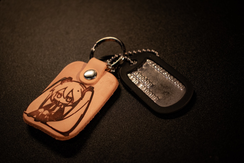 初音ミク ヌメ革・焼印キーホルダー①