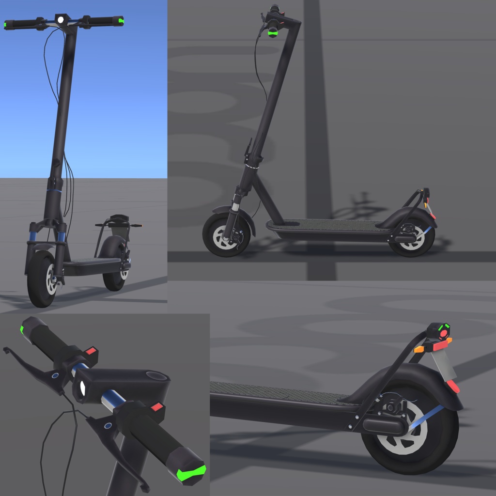 キックボード(ディスプレイモデル/KD型簡易動力機と普通のキックボード)