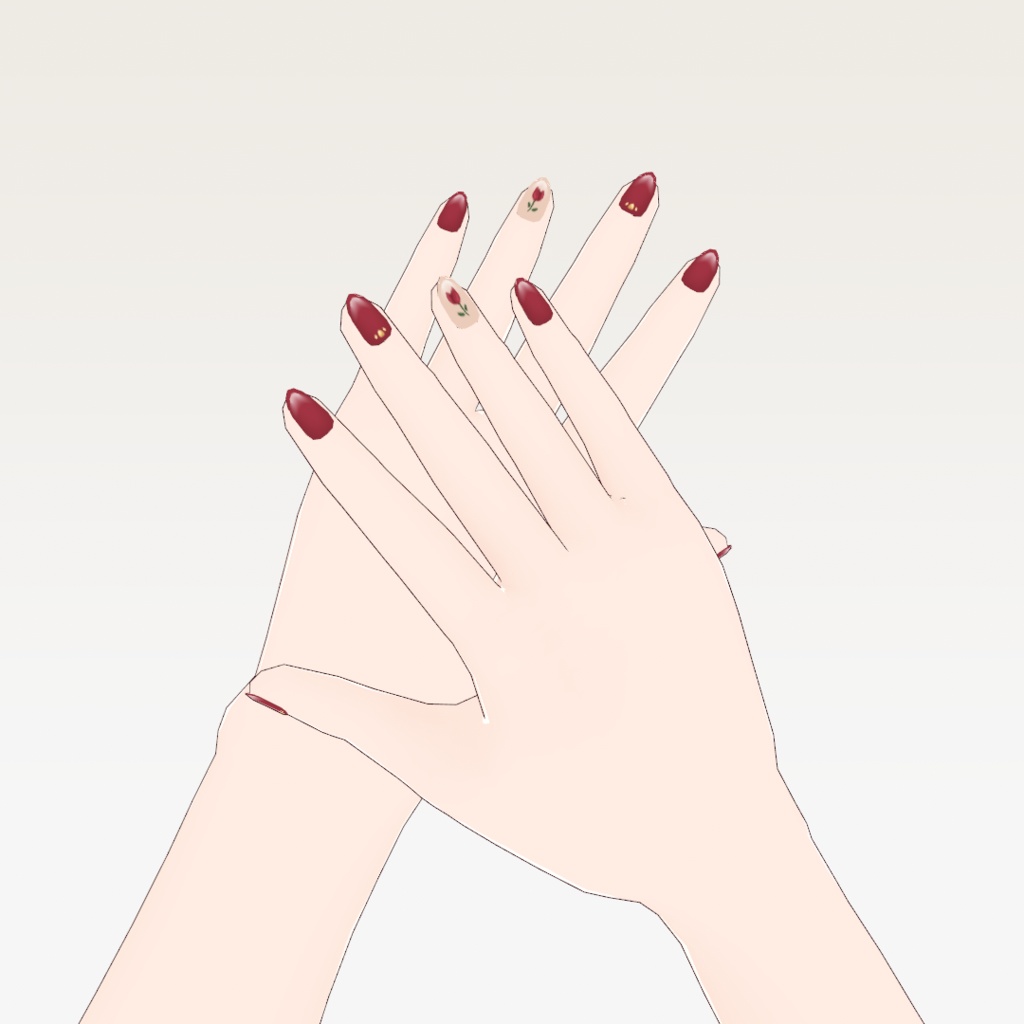 【無料】VRoid 赤色ネイル 6種
