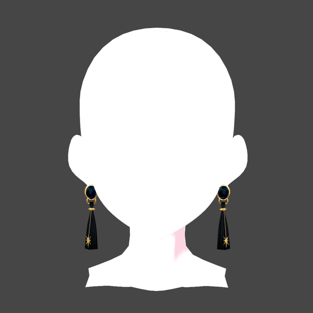 【VRoid】大ぶりストーン付きタッセルピアス