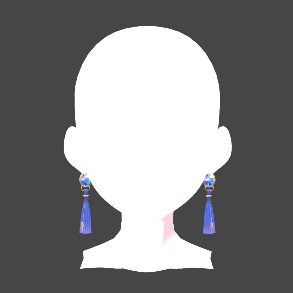 【VRoid】大ぶりストーン付きタッセルピアス