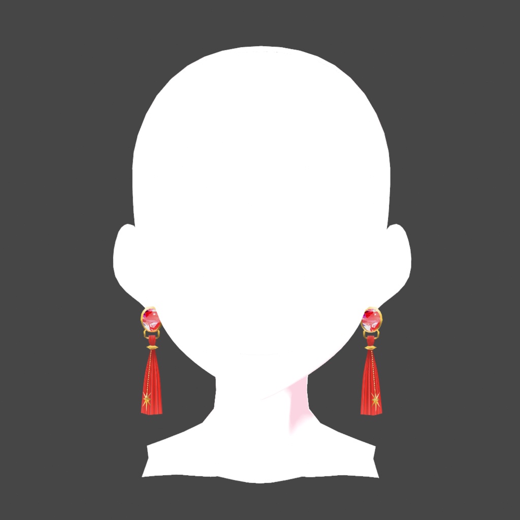 【VRoid】大ぶりストーン付きタッセルピアス