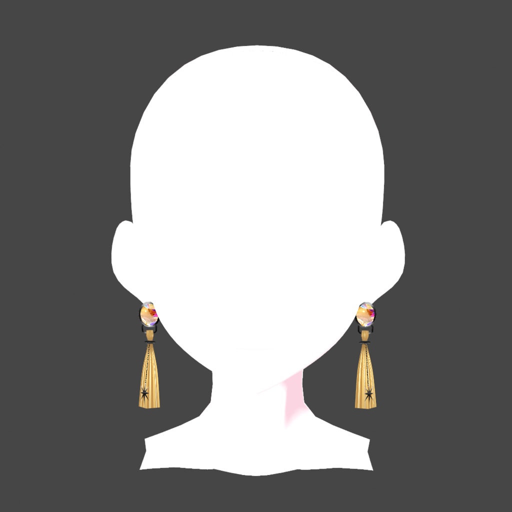 【VRoid】大ぶりストーン付きタッセルピアス