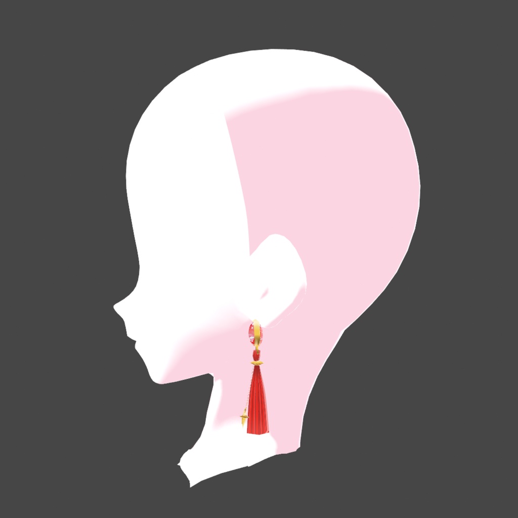 【VRoid】大ぶりストーン付きタッセルピアス