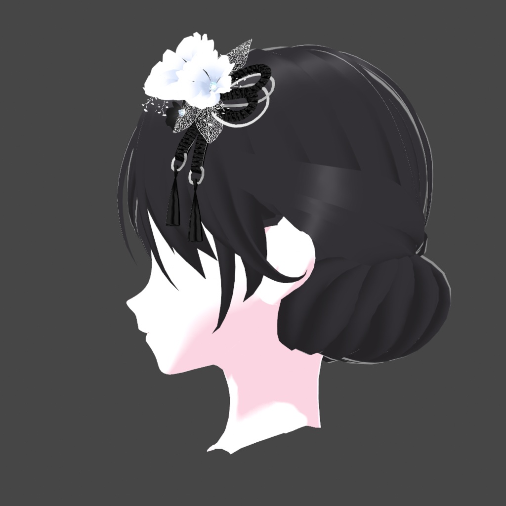 【VRoid】和風なお花の髪飾り/まとめ髪 セット