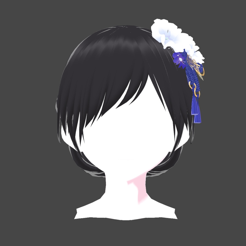 【VRoid】和風なお花の髪飾り/まとめ髪 セット