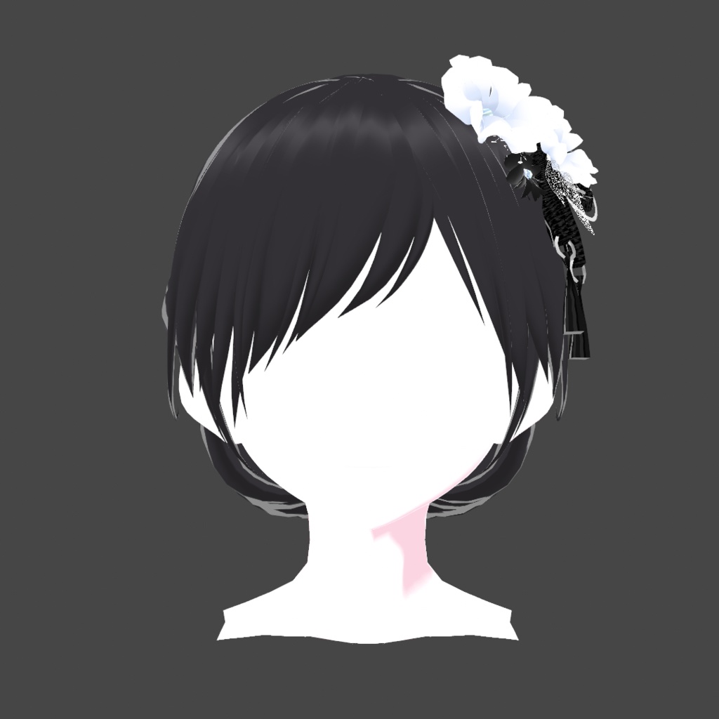 【VRoid】和風なお花の髪飾り/まとめ髪 セット