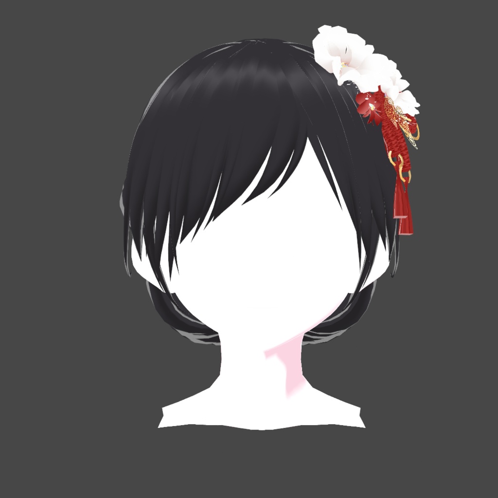 【VRoid】和風なお花の髪飾り/まとめ髪 セット