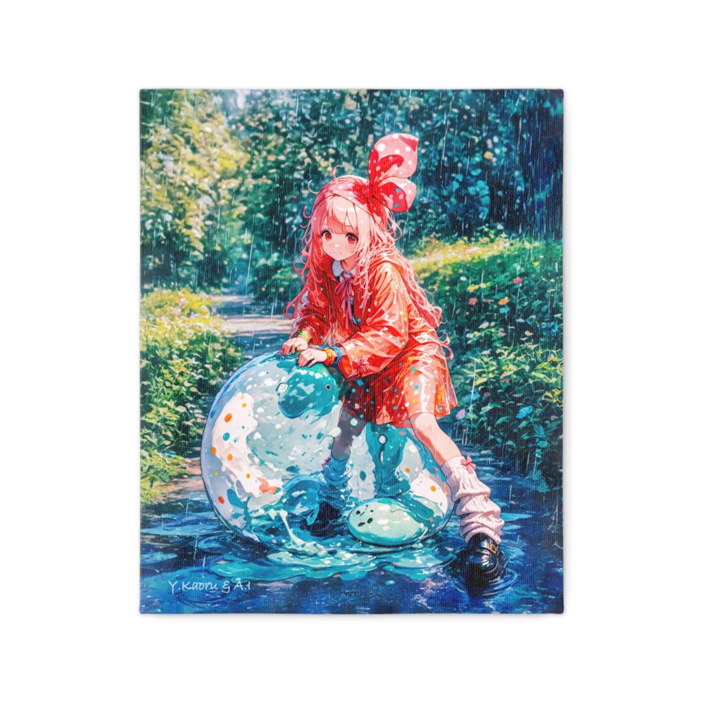 ЗА44C745art_A sweet strawberry- colored smile and a water cocoon that envelops the world