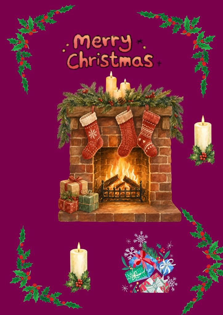【デジタル素材】クリスマス・コラージュペーパー2色セット(グリーン&ボルドー)