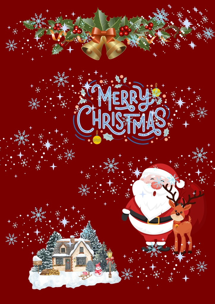 【デジタルペーパー】クリスマスのノート表紙・背景素材（サンタアンドトナカイ）