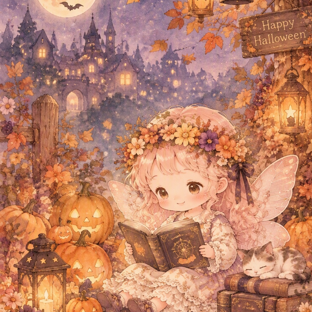 ハロウィンの妖精フローラ/デザインペーパー