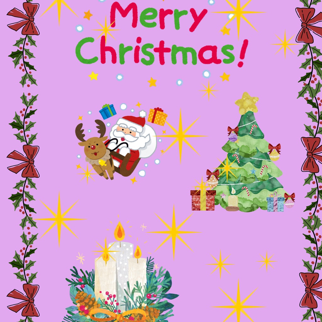 【デジタルペーパー】大人かわいいパステルクリスマス背景素材3色セット(手帳デコ・コラージュ用)