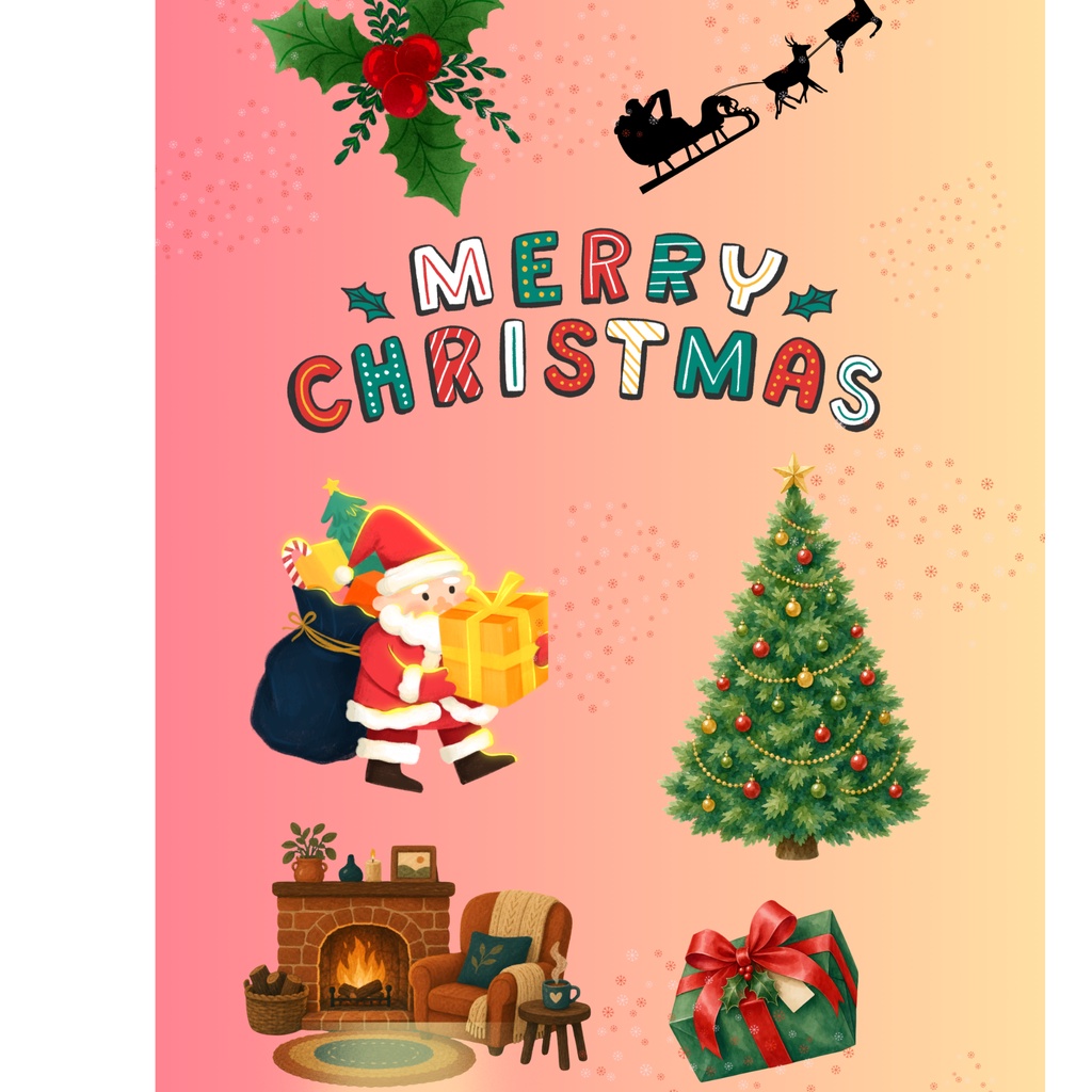 ふんわりクリスマス・デジタルペーパー（５枚セット）