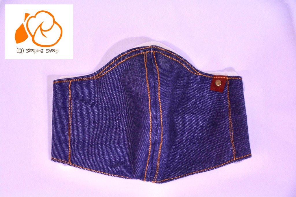 オレンジステッチ デニムマスク【百眠未】