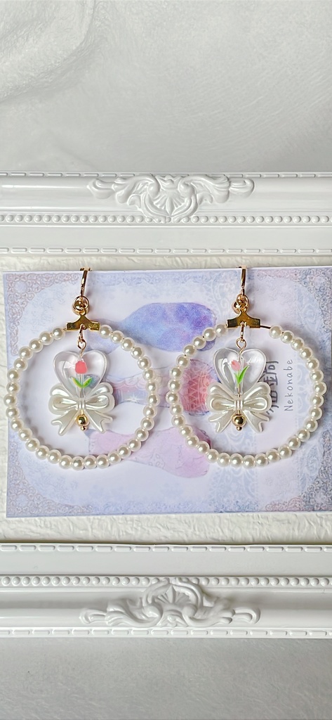No.10 チューリップとリボンのビーズアクセサリー