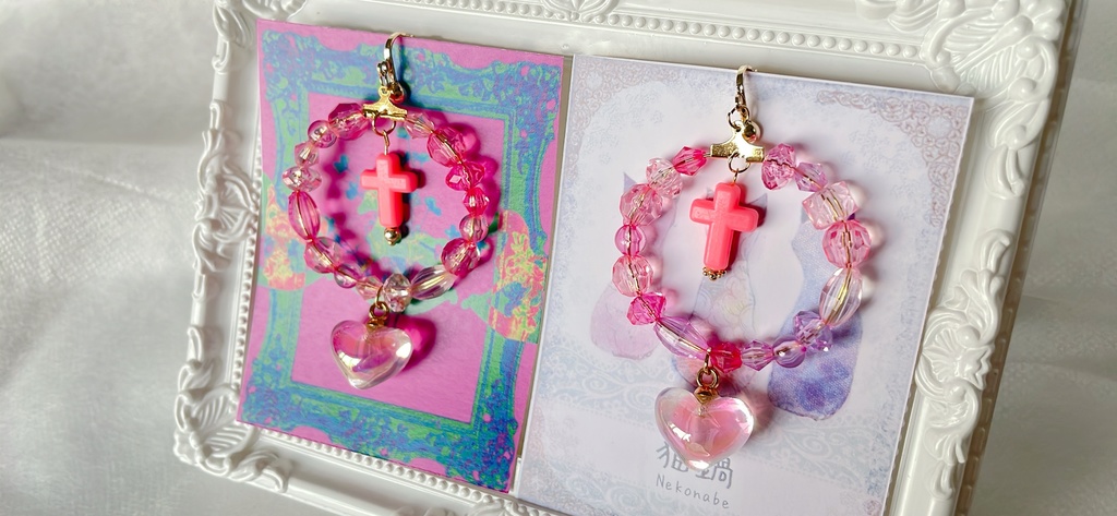 No.14 ハートのビーズイヤリング