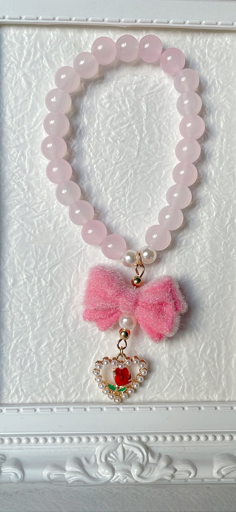 No.28 リボンと薔薇のビーズブレスレット