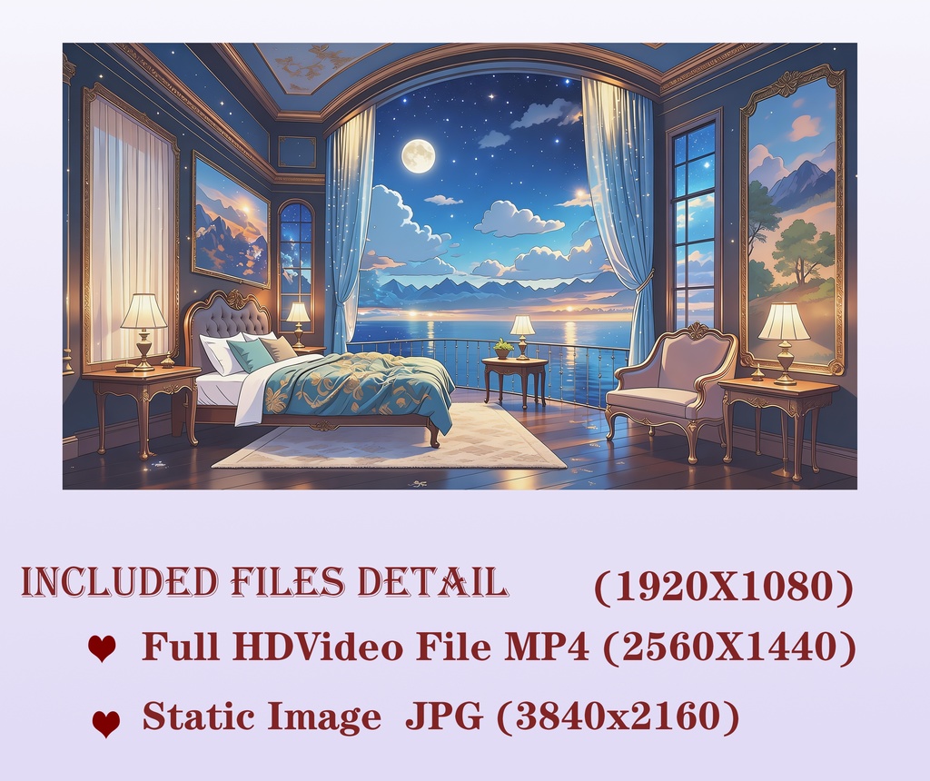 動くVTuberの背景、青い星空、夢のような海辺,