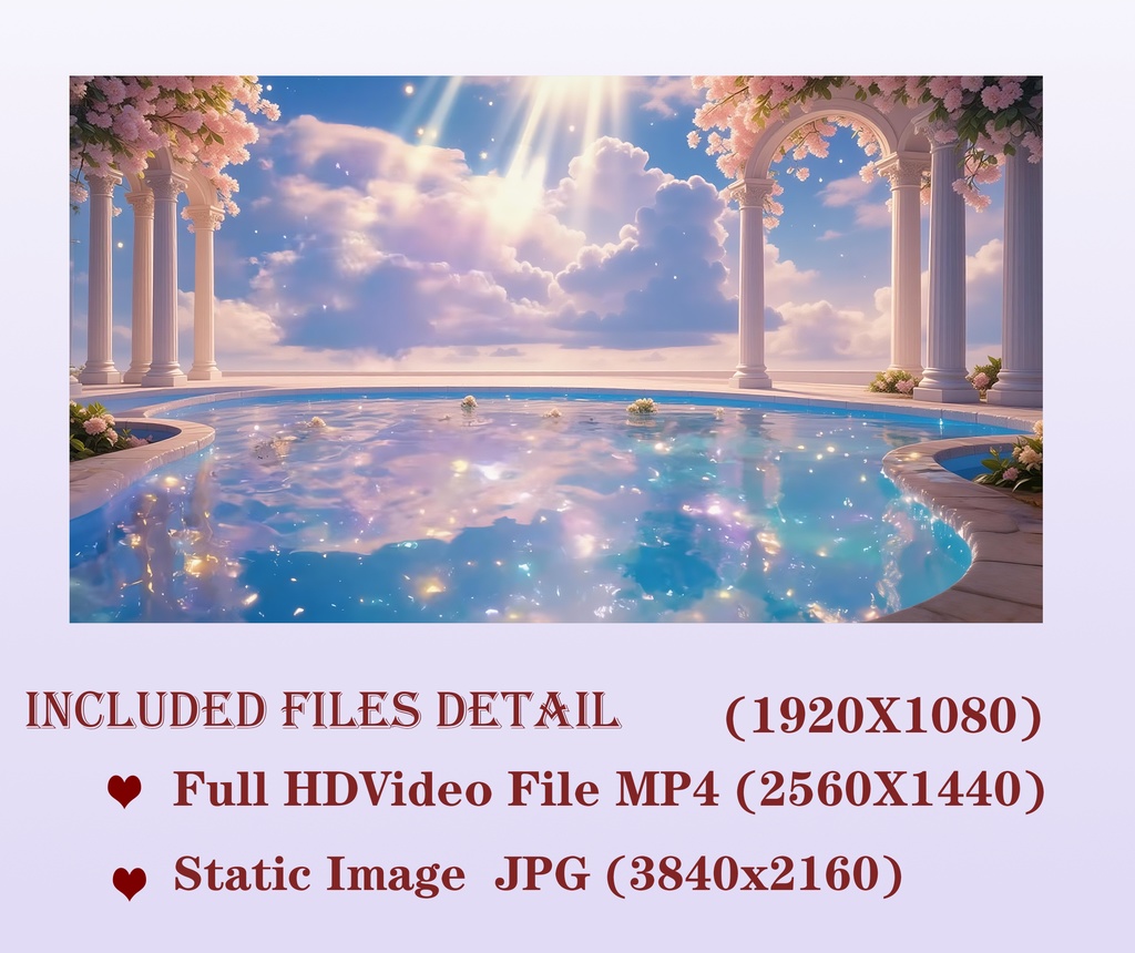 【VTuber素材】動く背景:夢の神殿と桜の泉 - Fantasy Dreamy Temple (Loop)