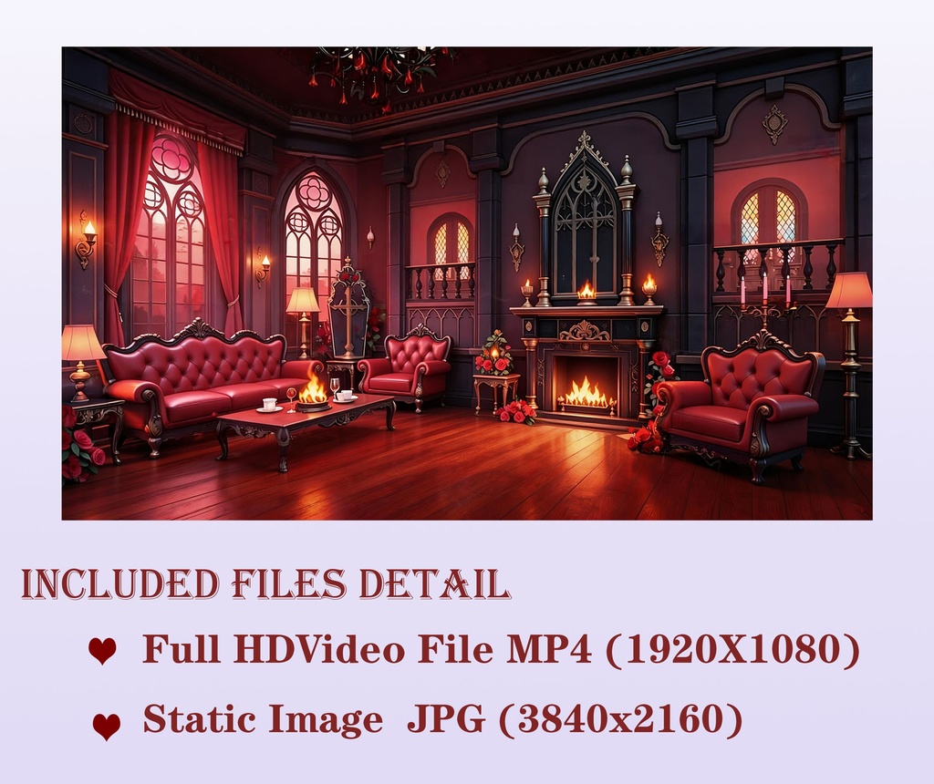 ゴシック調の動く壁紙、吸血鬼の部屋,VTuber配信背景