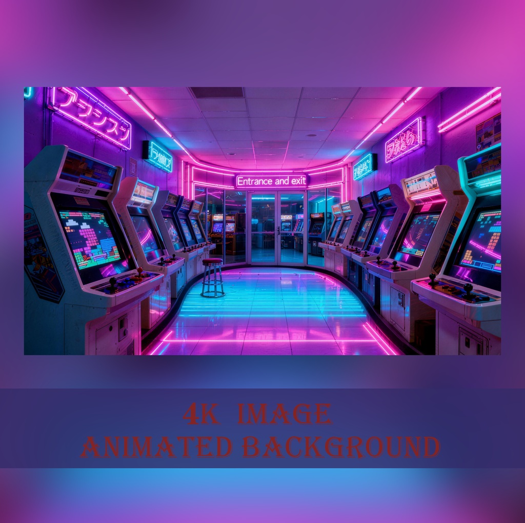 【動く背景】サイバーパンク・ゲームセンター - 懐かしのネオン街角【VTuber/配信/OBS】
