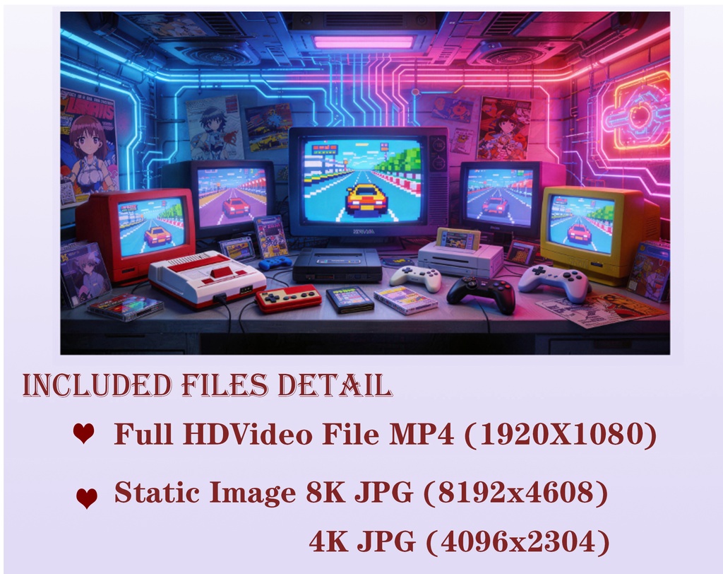 【動く背景】レトロゲーム・サイバー部屋 - 懐かしの電脳空間【VTuber/配信/OBS】