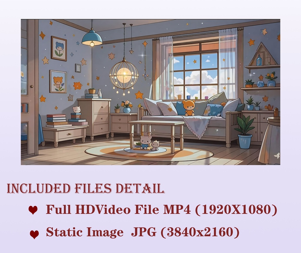 【動く背景】パステルカラーの可愛い子供部屋 - 癒やしの雑談背景【VTuber/配信/OBS】