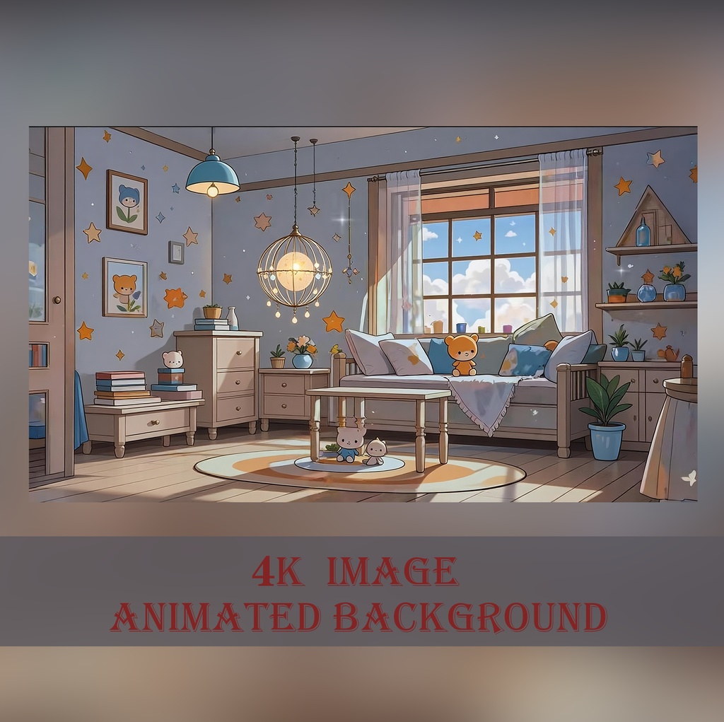 【動く背景】パステルカラーの可愛い子供部屋 - 癒やしの雑談背景【VTuber/配信/OBS】