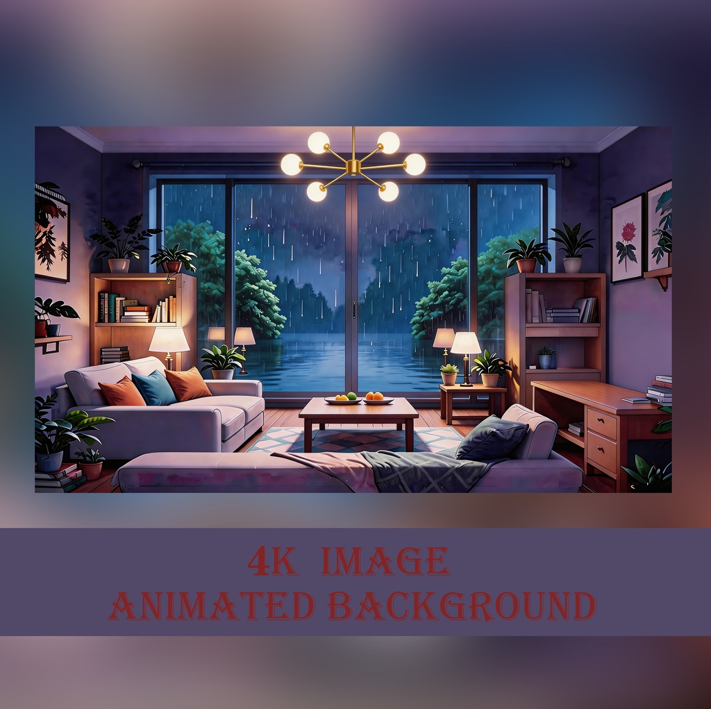 【Animated BG】Rainy Night Living Room / 雨の夜の部屋【1080p Loop】
