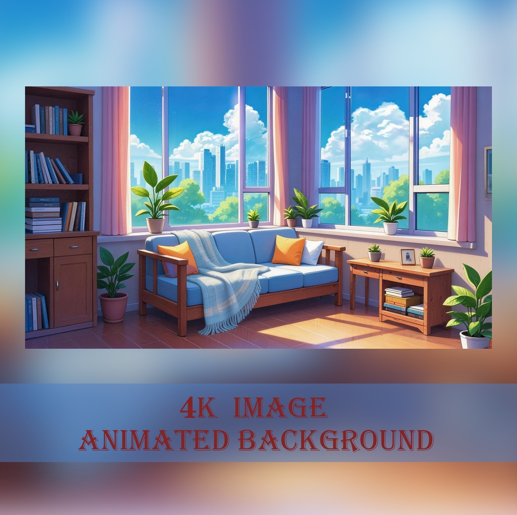 【Animated BG】Sunny City View Living Room / 晴れの日のリビング【Seamless Loop】