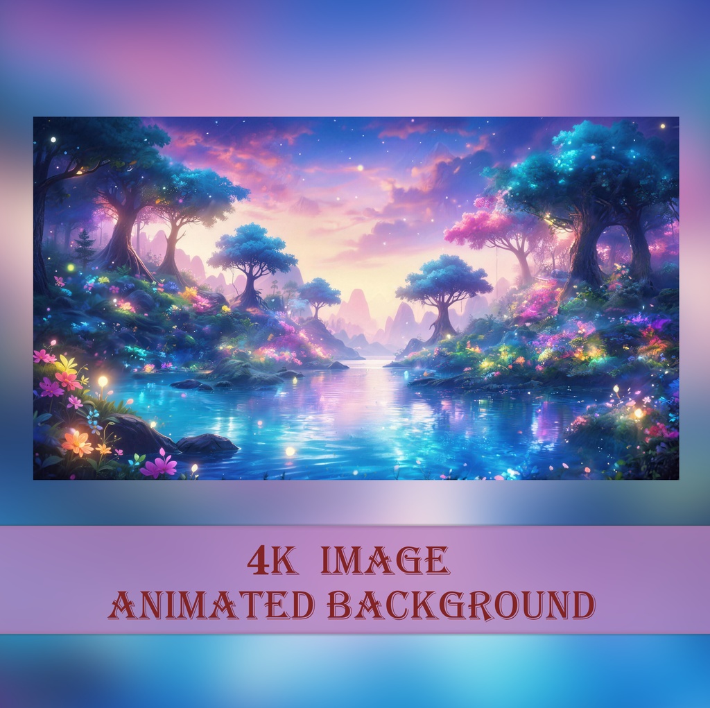 【動く背景】魔法の森と輝く湖 - 幻想的な夜明けの秘境【VTuber/配信/OBS】