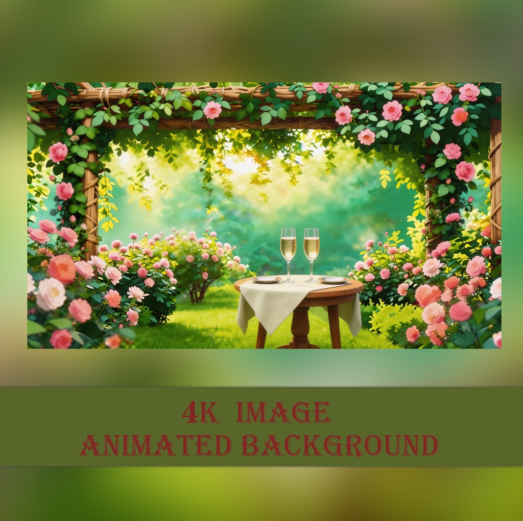 【動く背景】薔薇が咲き誇る秘密の花園 - 優雅なティータイム【VTuber/配信/OBS】