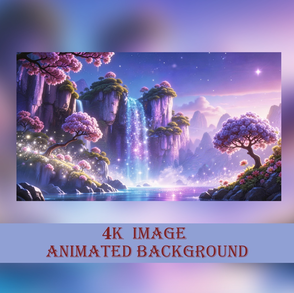 【動く背景】星降る夜の桜滝 - 幻想的な中華風・和風空間【VTuber/配信/OBS】