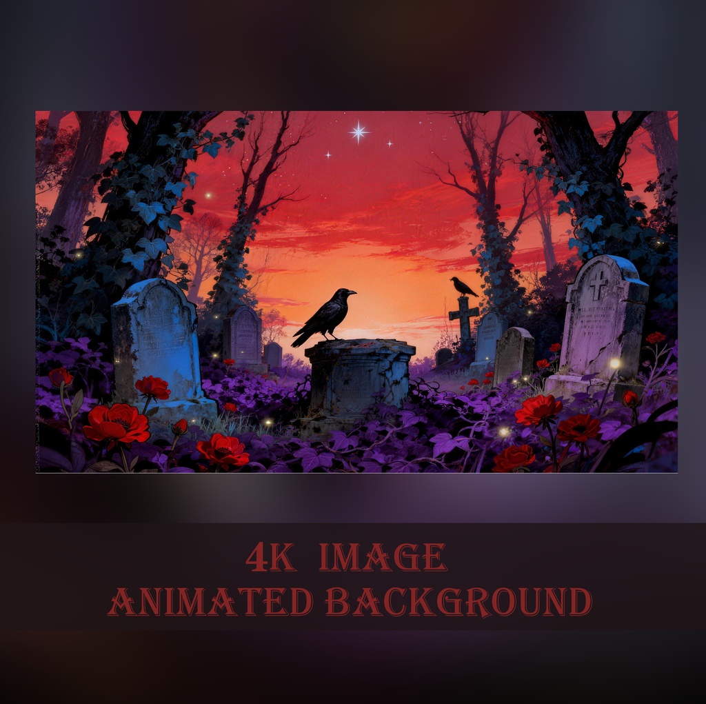 【動く背景】紅蓮の墓地と黒鴉 - ゴシックホラーな幻想空間【VTuber/配信/ハロウィン/OBS】