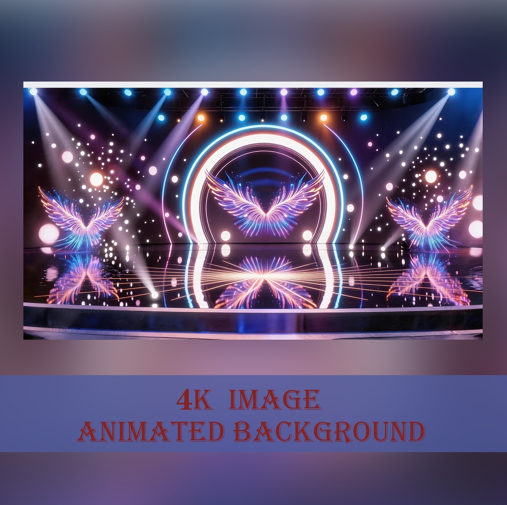 【動く背景】サイバー光の翼ステージ - 歌枠・3Dライブ・EDM配信用【VTuber/OBS】