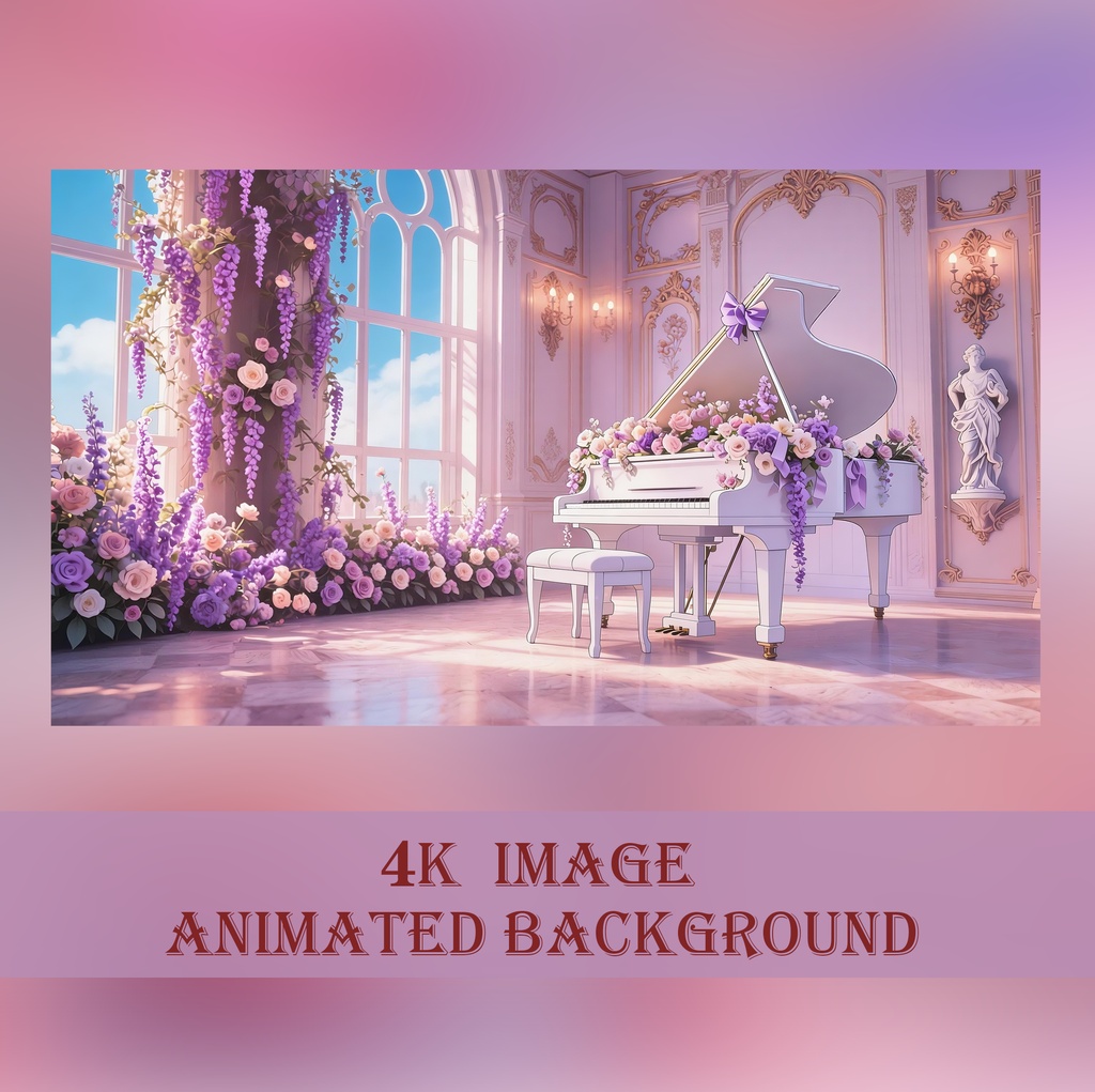 【動く背景】光差し込む大理石のピアノ部屋 - 歌枠・演奏配信向け洋館【VTuber/配信/OBS】