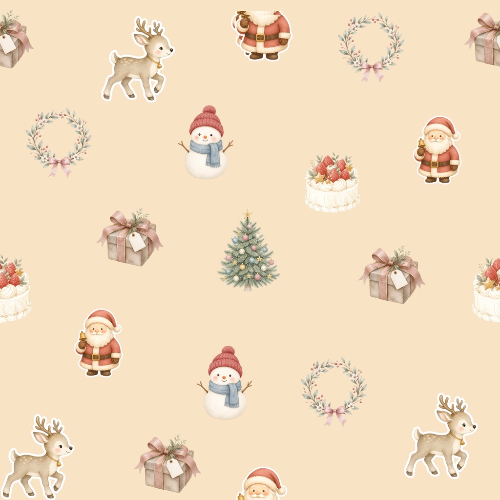 クリスマスデジタルペーパー3枚セット｜デジタル手帳、SNS背景、壁紙、ラッピングペーパー、便箋