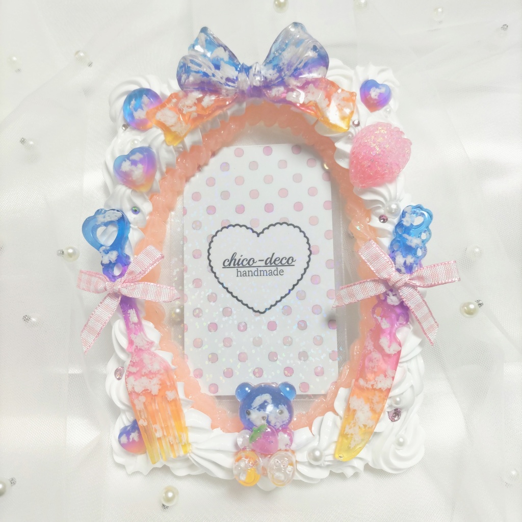 【B7 L版】ホイップデコ 夕空ケーキ 空色シリーズ 硬質ケースデコ ブロマイドケース