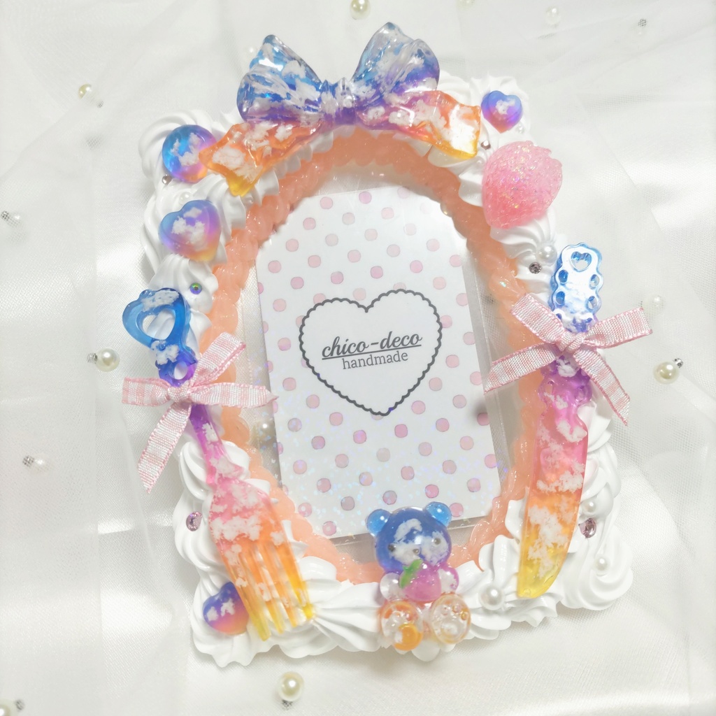 【B7 L版】ホイップデコ 夕空ケーキ 空色シリーズ 硬質ケースデコ ブロマイドケース