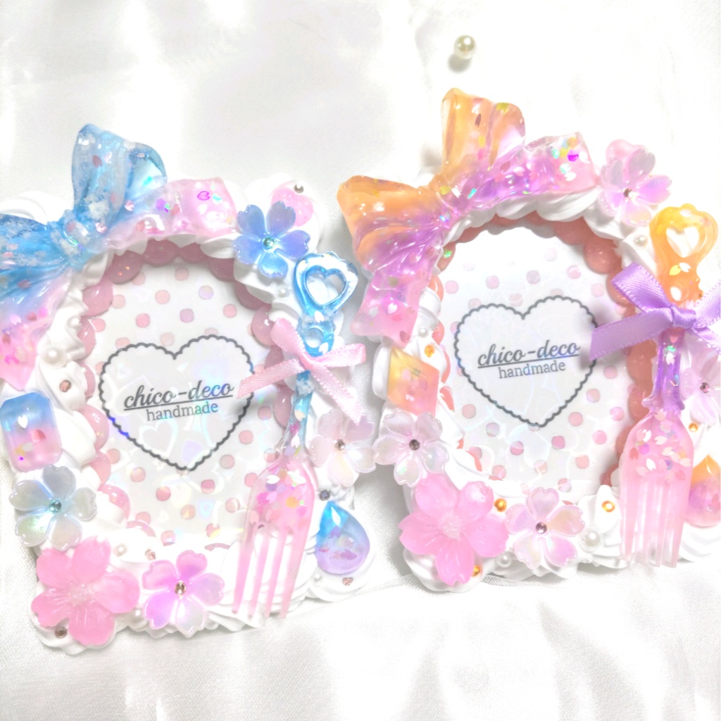 【B8 トレカ】ホイップデコ 桜ケーキ トワイライト 空色シリーズ 硬質ケースデコ デコケース ハンドメイド オレンジ