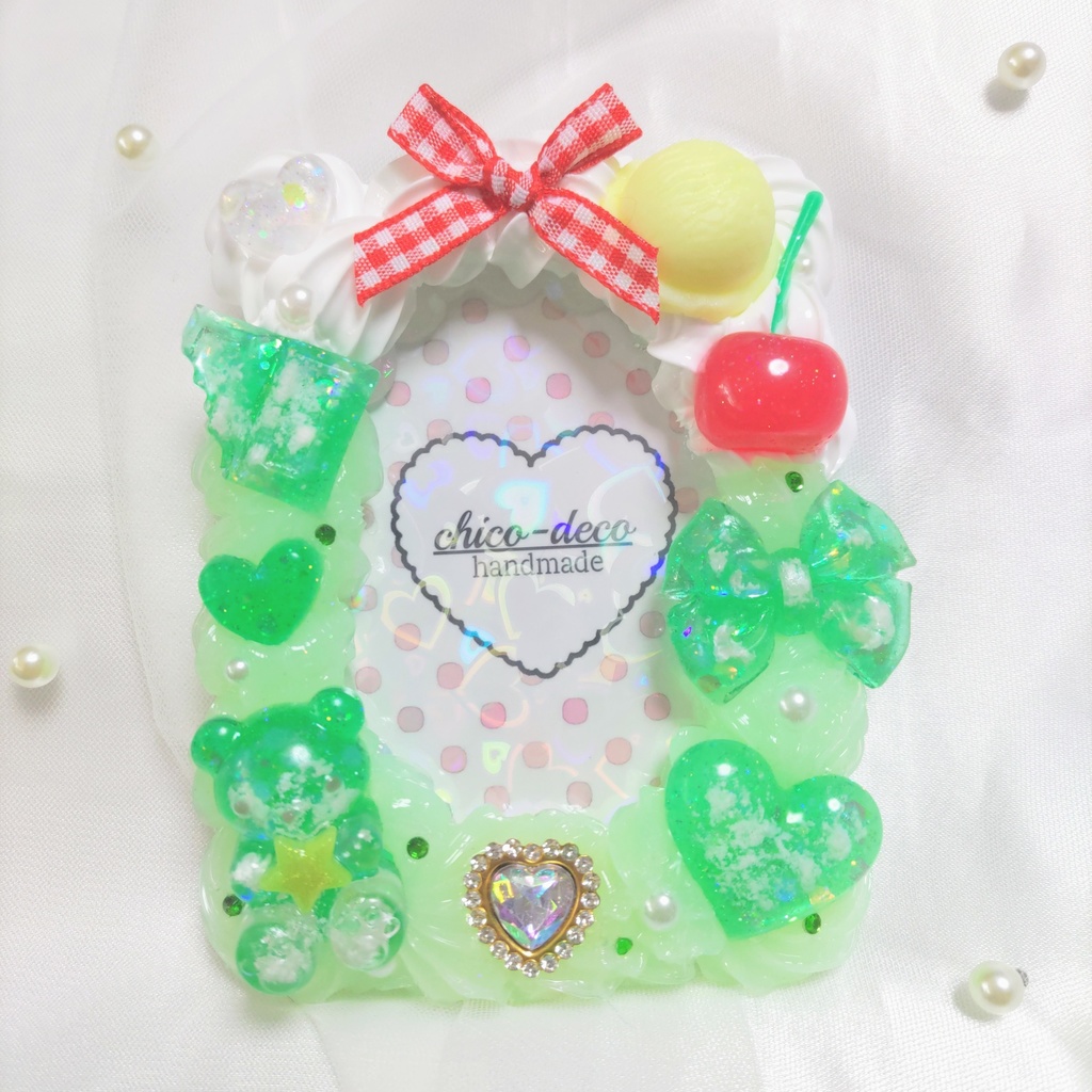 【B8 トレカ】ホイップデコ メロンクリームソーダ 空色シリーズ デコケース 緑