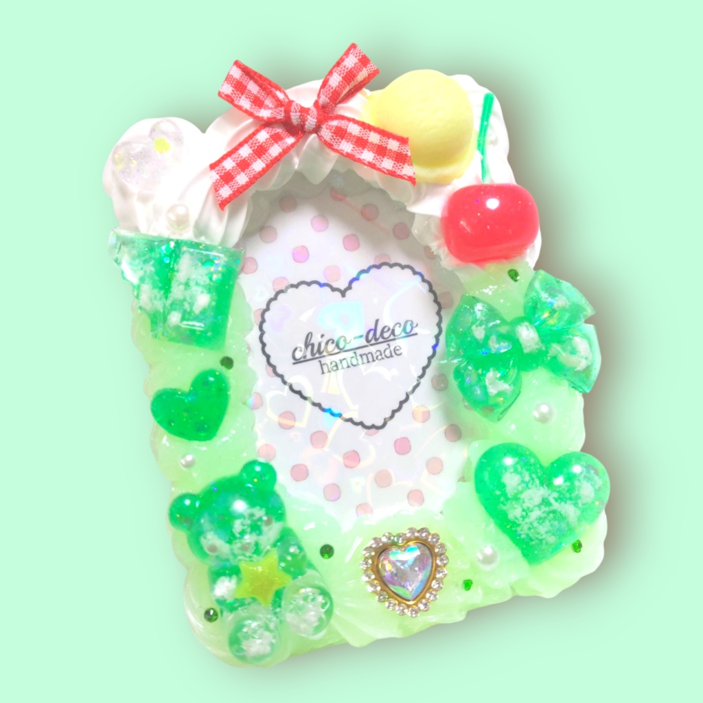 【B8 トレカ】ホイップデコ メロンクリームソーダ 空色シリーズ デコケース 緑