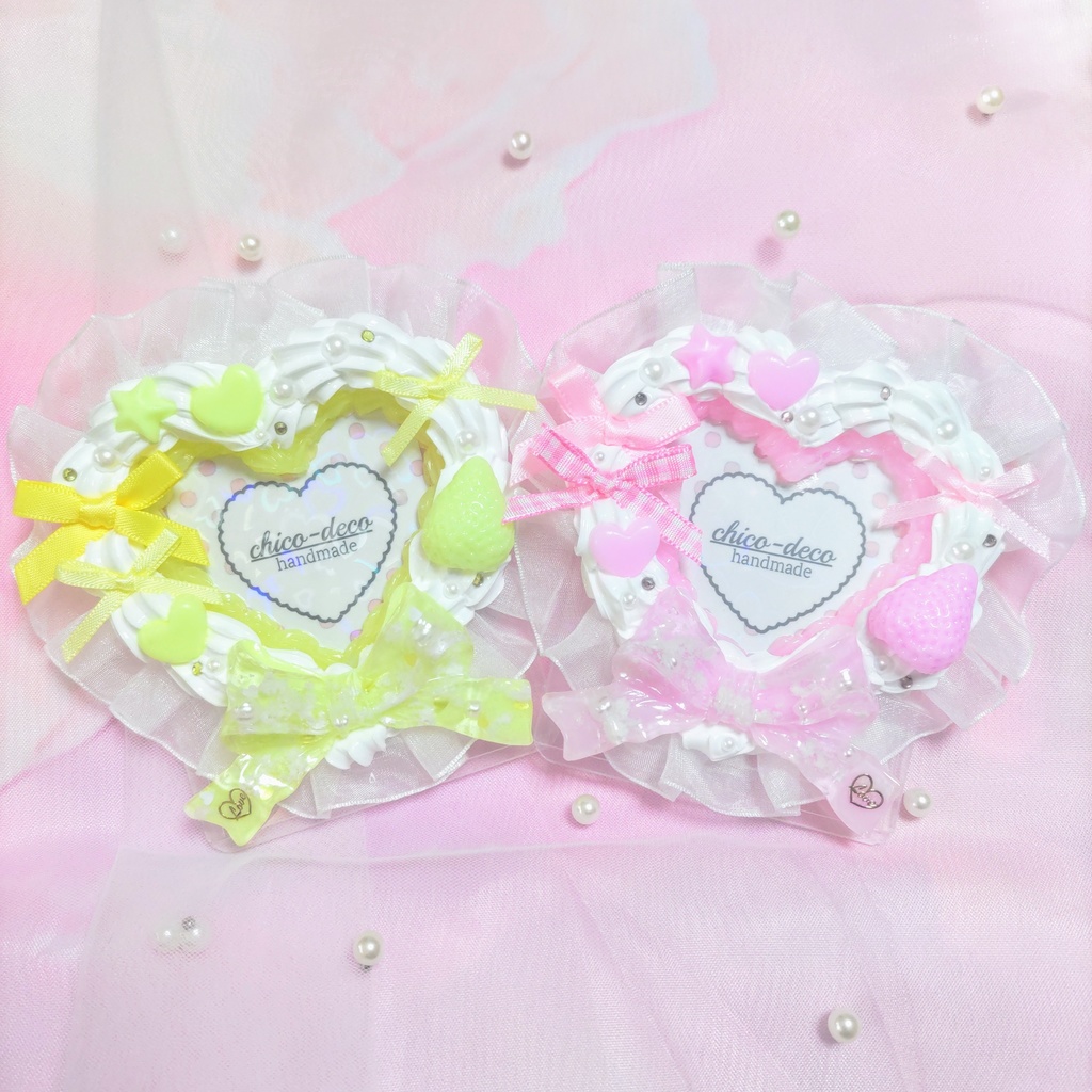 【B8 トレカ】ホイップデコ ハートいちごケーキ 空色 デコケース ピンク