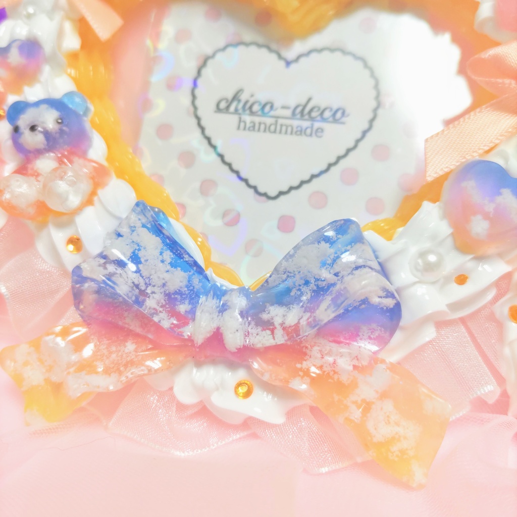 【B7 L版 】ホイップデコ ハートいちごケーキ 空色 夕空 デコケース 硬質